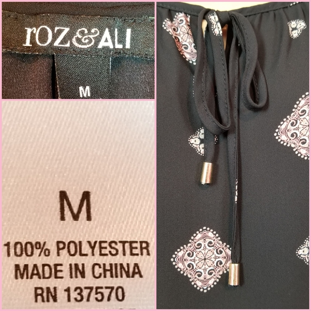 Roz & Ali Medallion Embroidered Sleeve Top - Picture 2 of 5